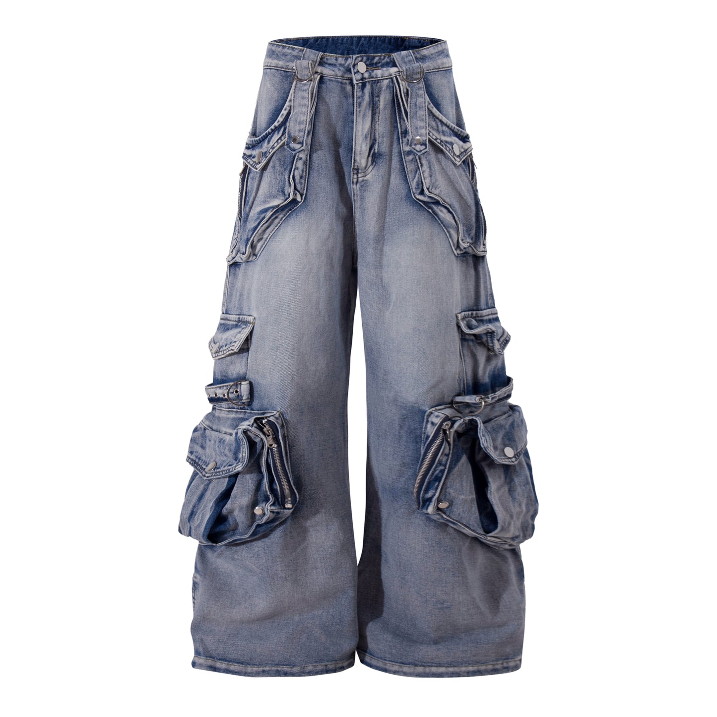 Retro Heavy Industry Multi-pocket Workwear Jeans