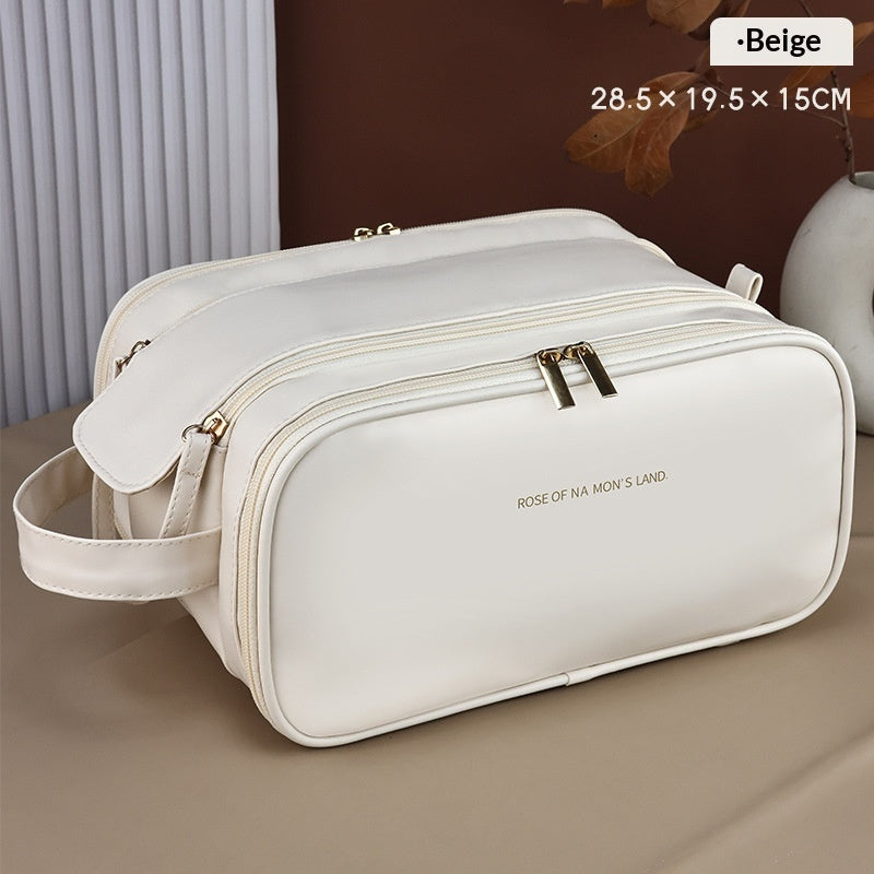 Large-capacity Cosmetic Bag With Dual Zippers