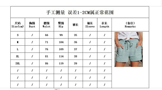 European And American Cross-border New Summer Women's Clothing Amazon Wish High-Waisted Belted Loose Wide-Leg Short Pants For Women