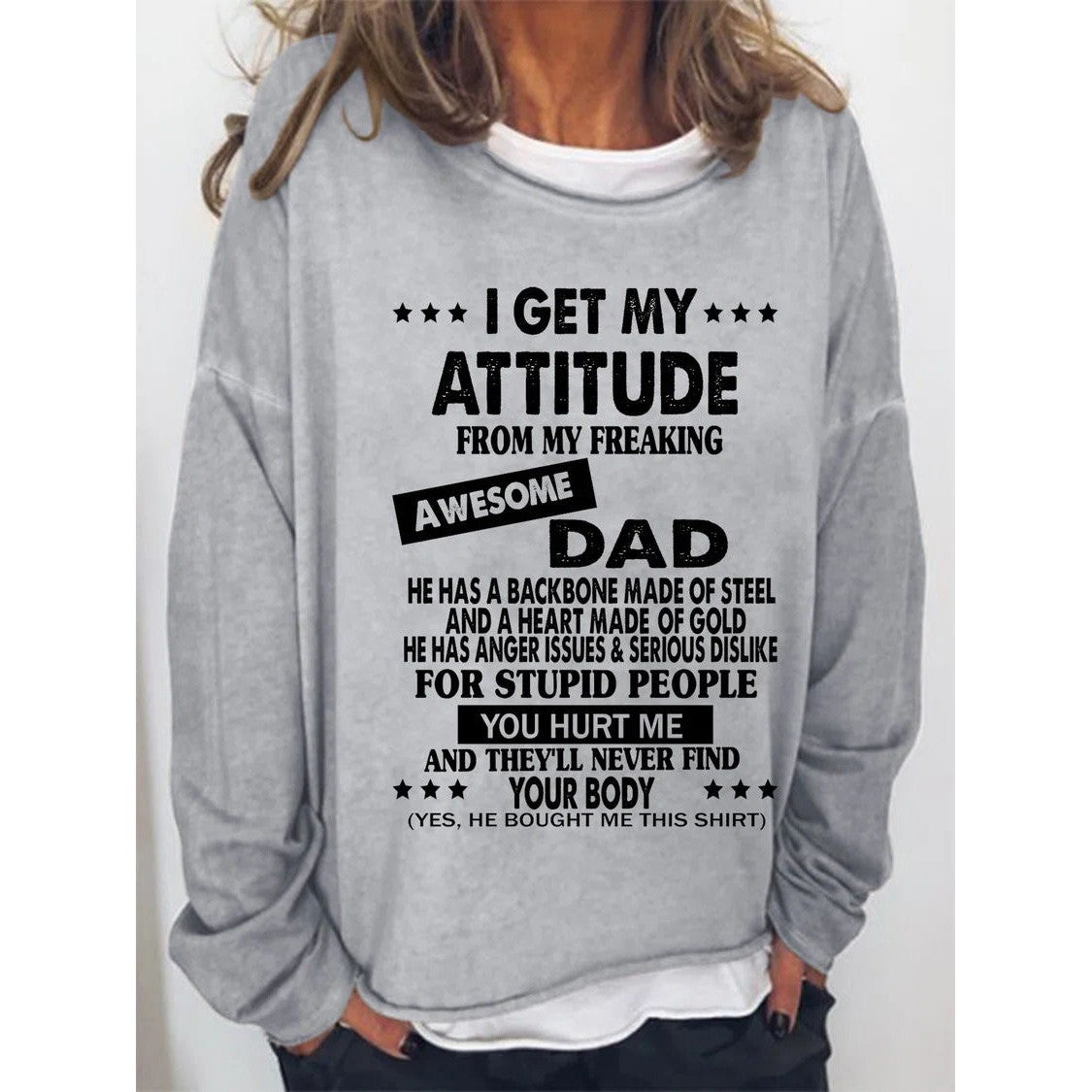 Black Cat English Round Neck Long-sleeved Pullover Top