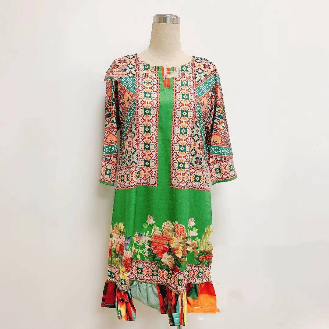 Women's Sweet Printed V-neck Dress