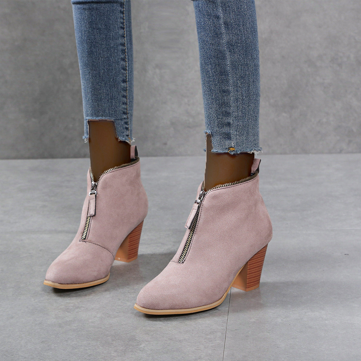 Women's Fashion Frosted Retro Coarse Heel Martin Boots
