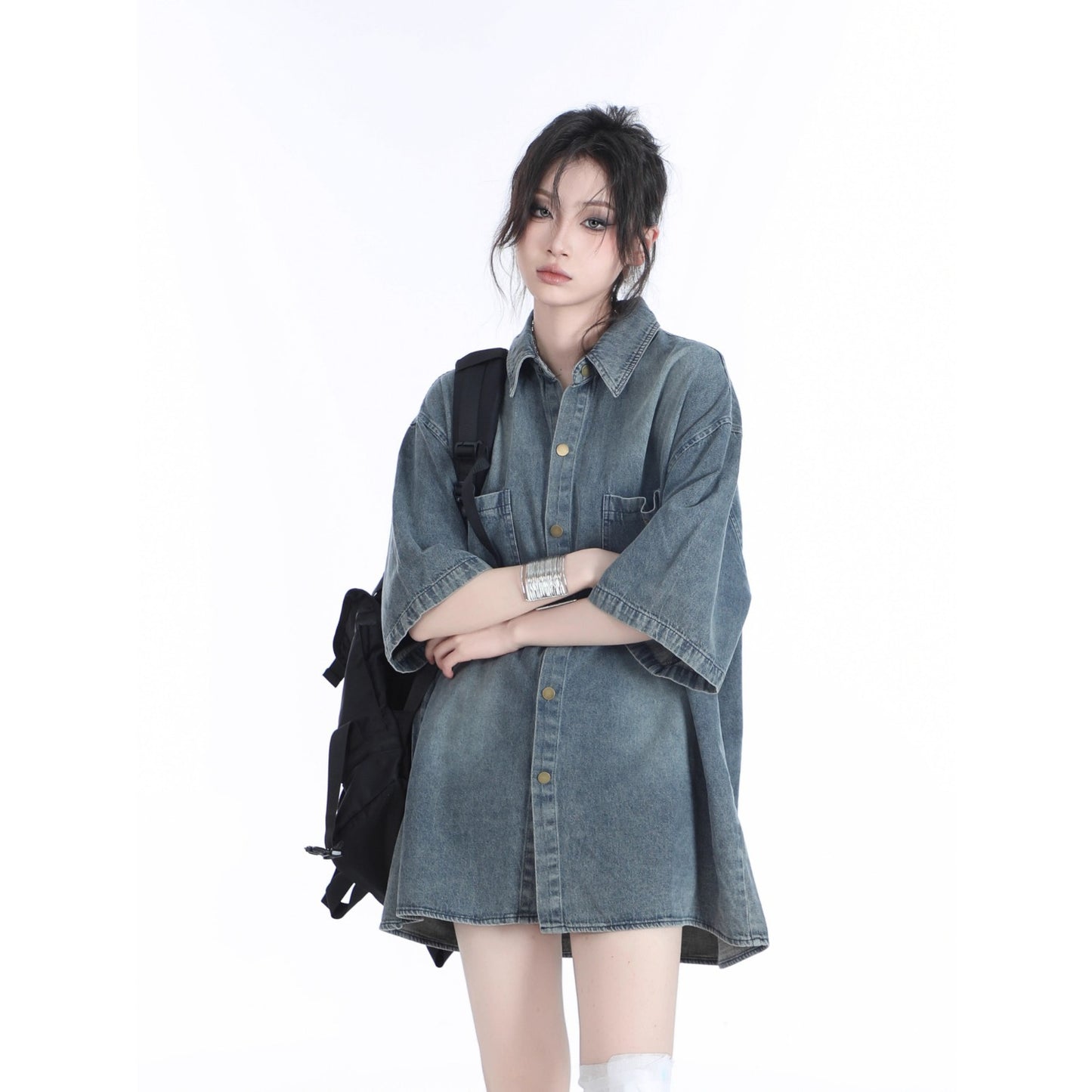 American Retro Heavy Wash Denim Short Sleeve