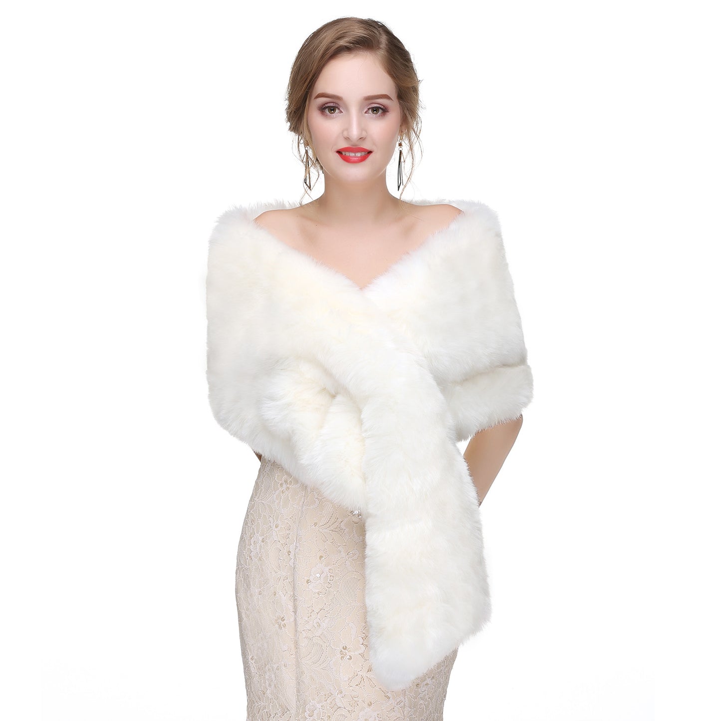Wedding Dress Fox Fur Waistcoat Winter Warm Fur Shawl
