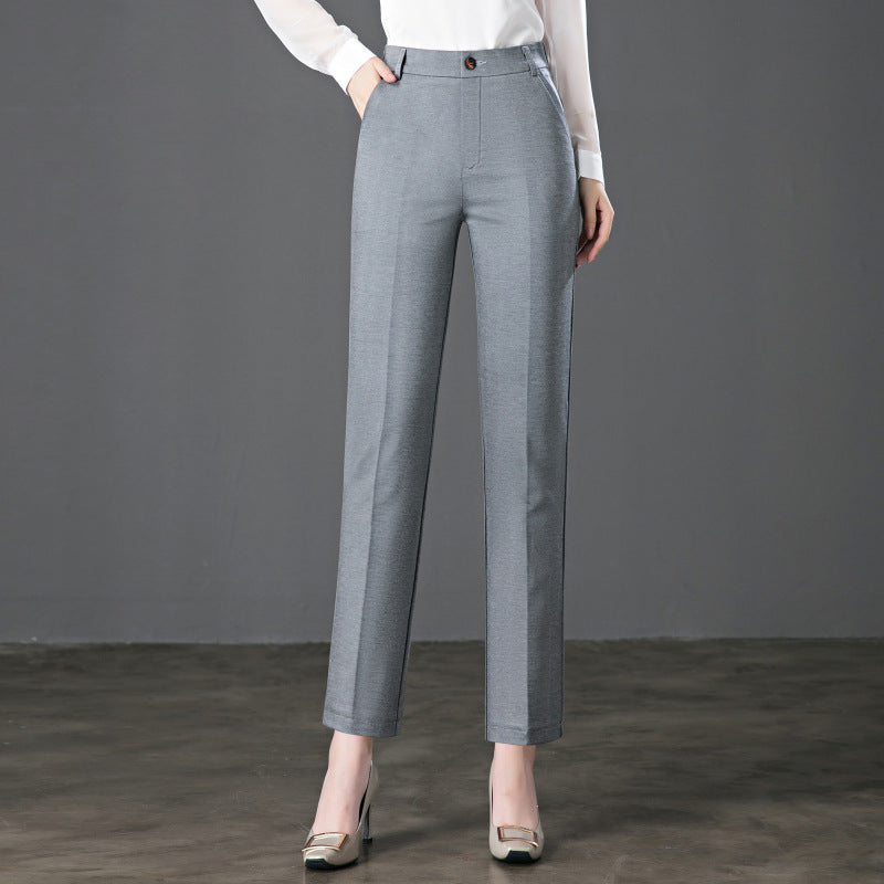 Ladies Autumn New High Waisted Stretch Loose Straight Pants