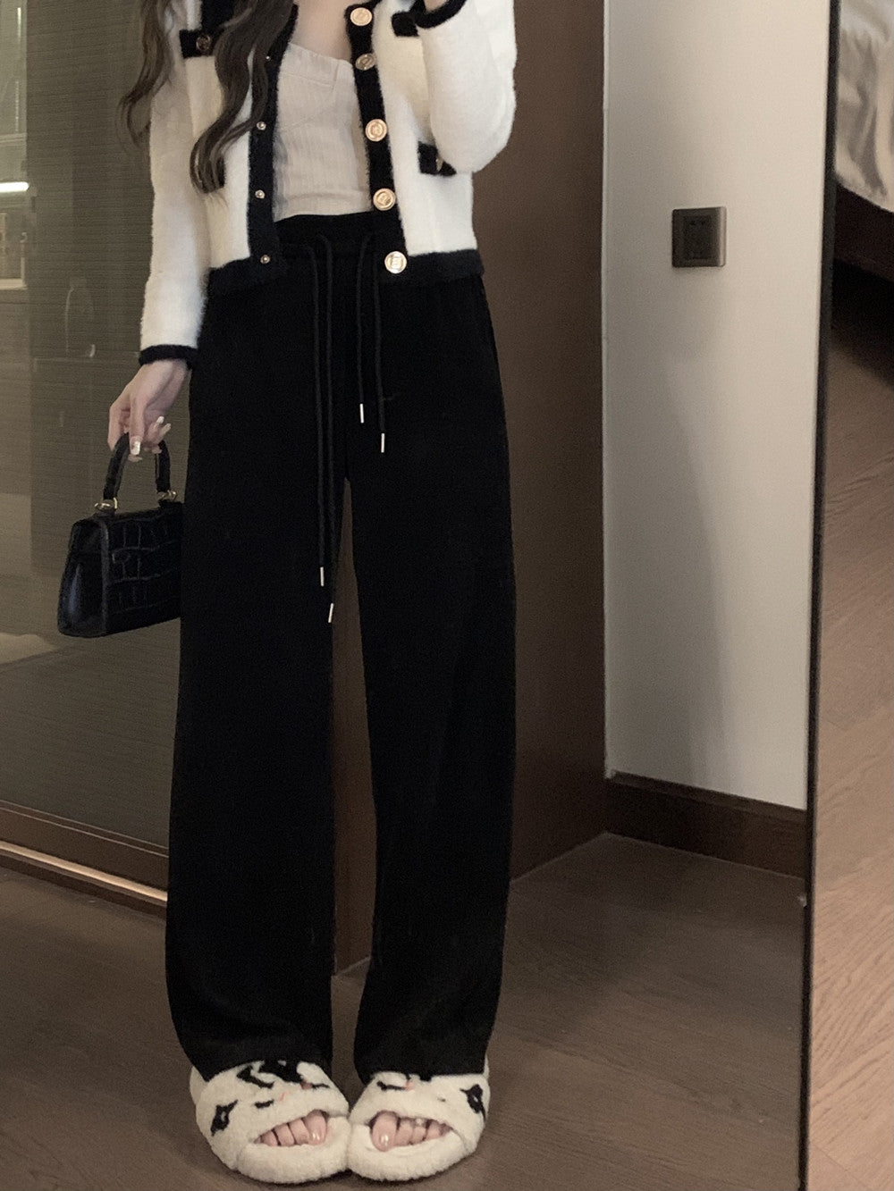 Women's Autumn Drawstring Straight Mop Pants
