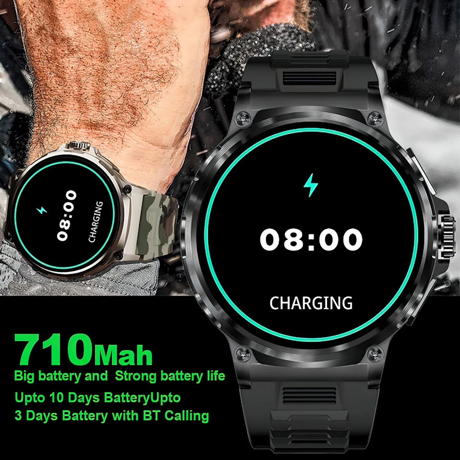 1.85 Inch HD Display Smart Watch for Men Make Answer Call 710Mah Battery Heart Rate Blood Pressure Business Style Smartwatch