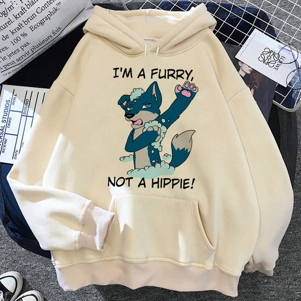Furry Hættetrøje Ungdommeligt Y2K Mønster Kawaii Athleisure Teen