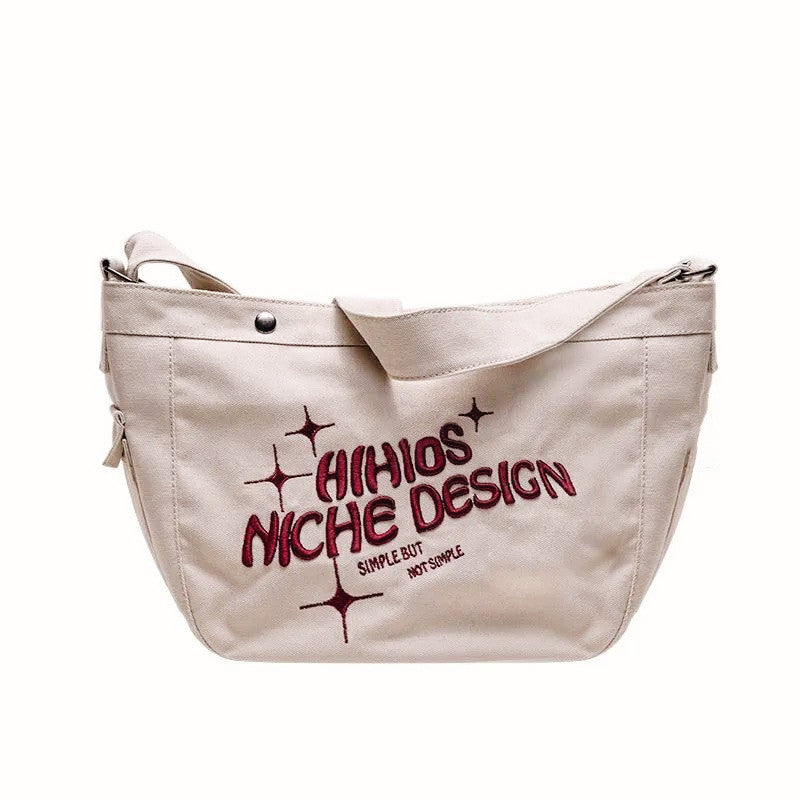 Large-capacity Canvas One-shoulder Diagonal Embroidery