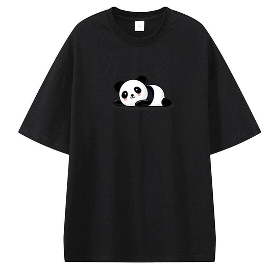 Europæisk og amerikansk Panda Digitaltryk Afslappet Rundhals Kortærmet T-shirt