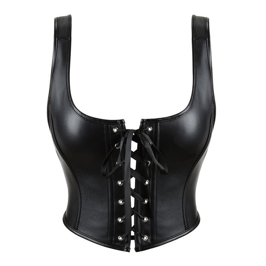 PU Leather Women's Tube Top Bodybuilding Corset