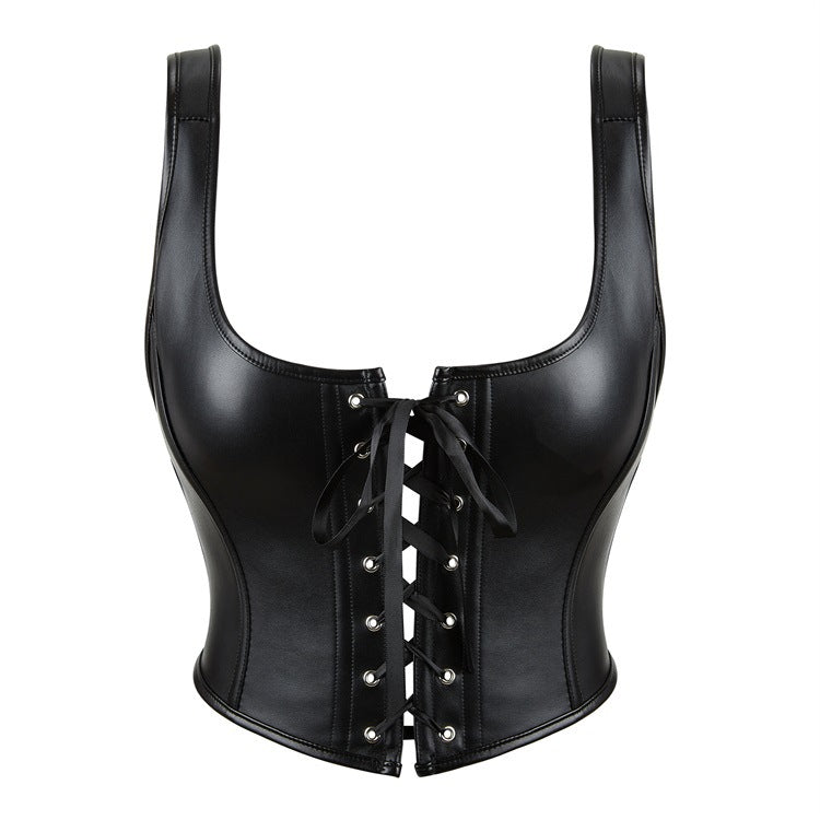 PU Leather Women's Tube Top Bodybuilding Corset