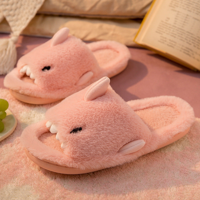 Men's And Women's Autumn And Winter Shark Cotton Slippers Non-slip Warm