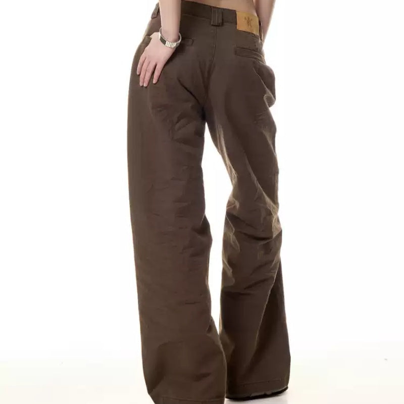 Retro Frayed Stitching Design Multi-pocket Jeans For Women