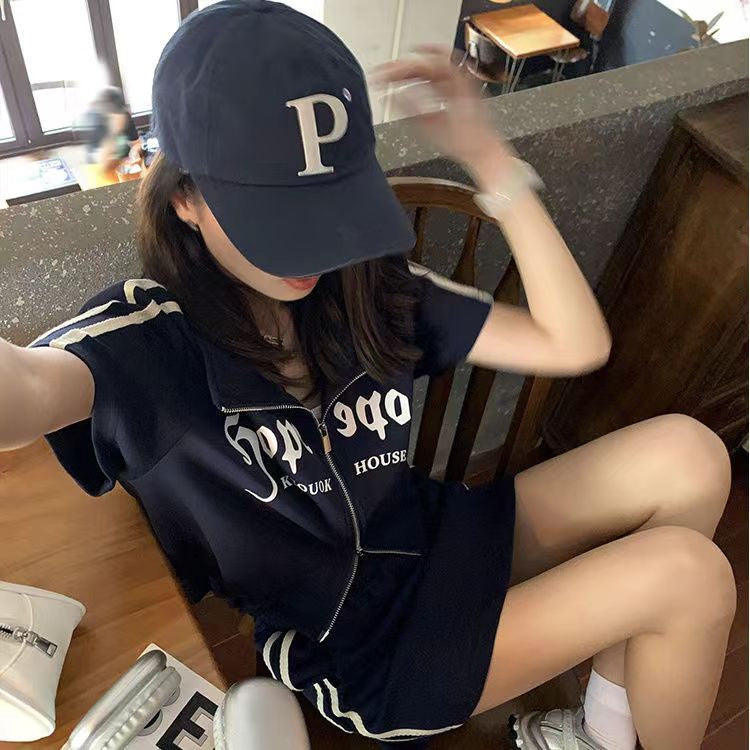 Slim-fit Casual Skirt Short Sleeve Fashion Set For Women
