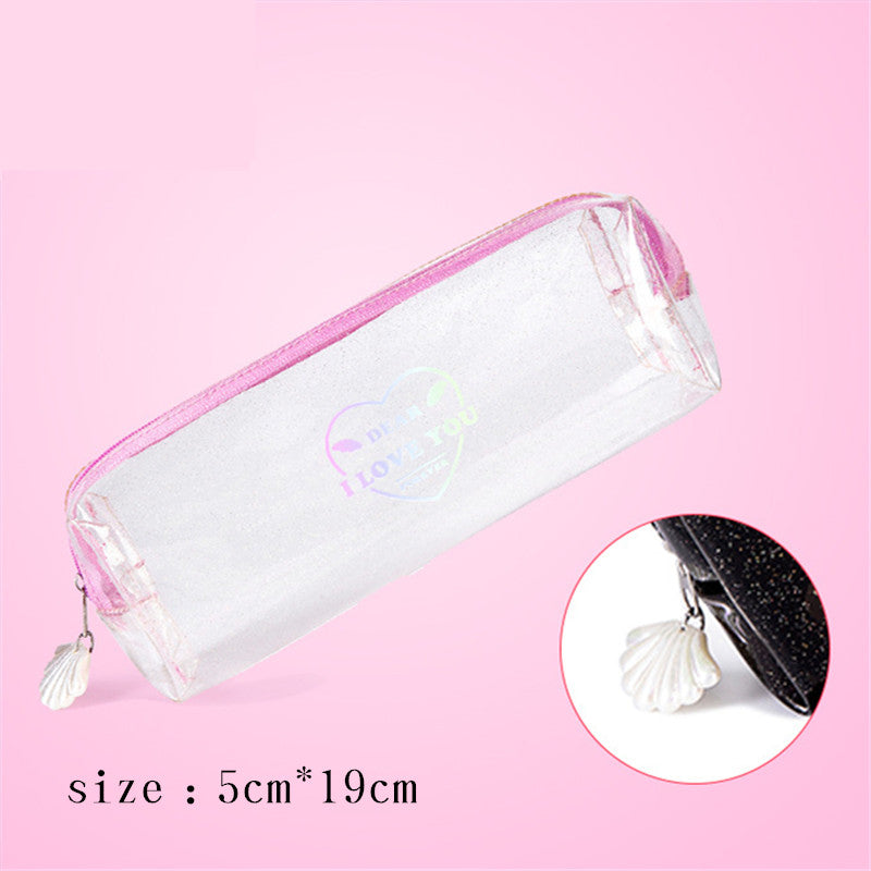 Japanese And Korean Style Shiny Sweet Transparent Zipper Pencil Case