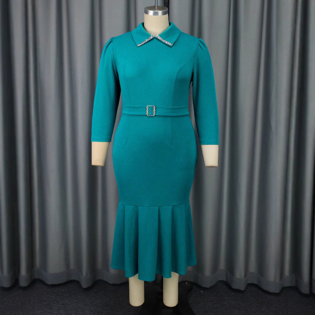 Women's Elegant Shirt-Style Dress With A Collar