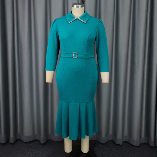 Women's Elegant Shirt-Style Dress With A Collar