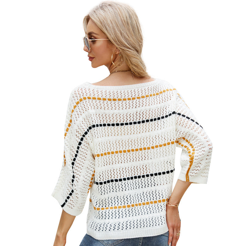 Loose Women's Top Temperament Striped Knitted Sweater