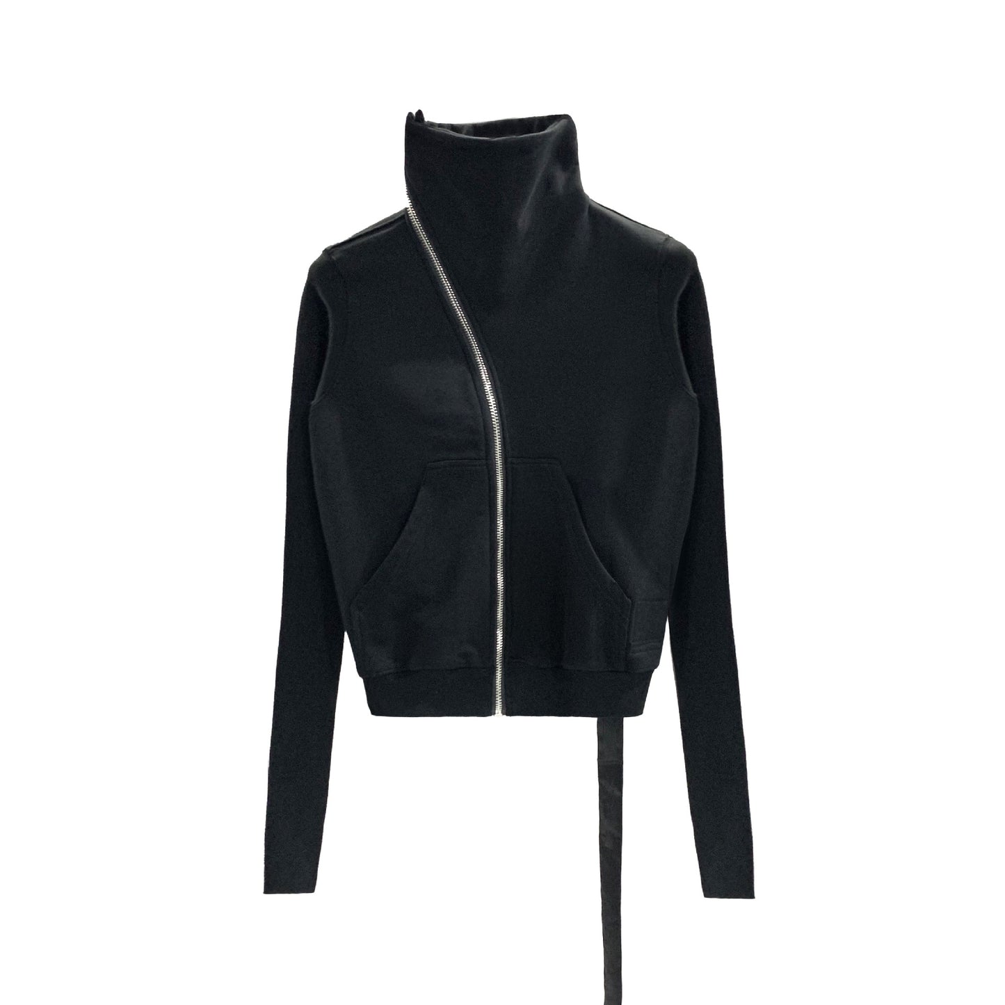 Women's Dark Style Oblique Zipper Turtleneck Cotton Brushed Sweater Coat