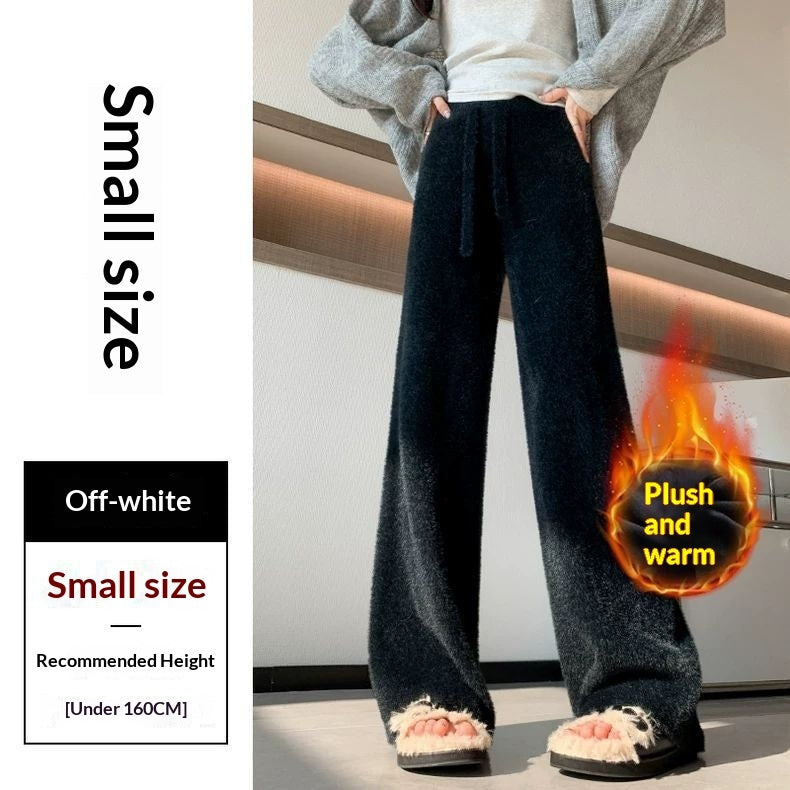 High-waisted Casual Pants Soft  Straight-leg Knitted Trousers