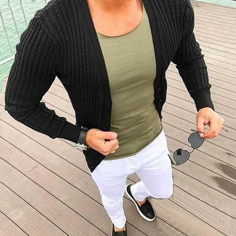 New Men's Loose Knit Sweater Sweater Coat