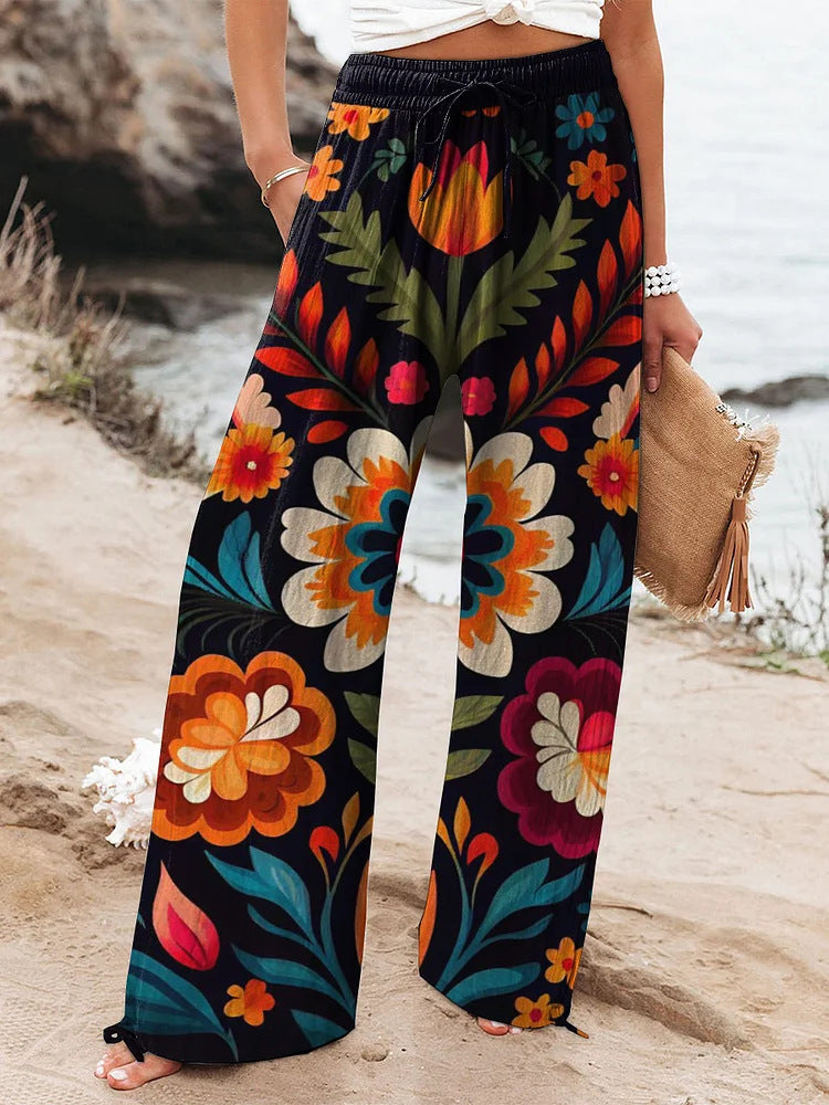 Ethnic Pattern Floral Print Casual Jumpsuit