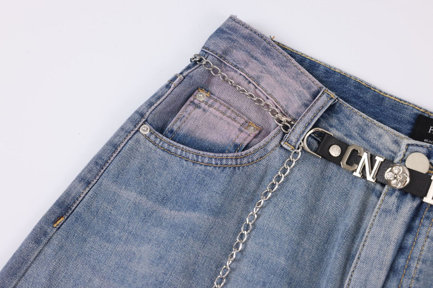 American-style Distressed Heavy Industry Straight Casual Jeans