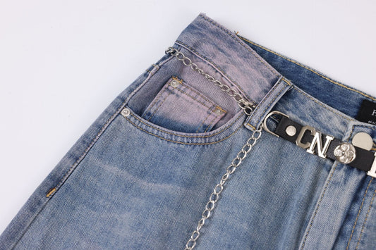 American-style Distressed Heavy Industry Straight Casual Jeans