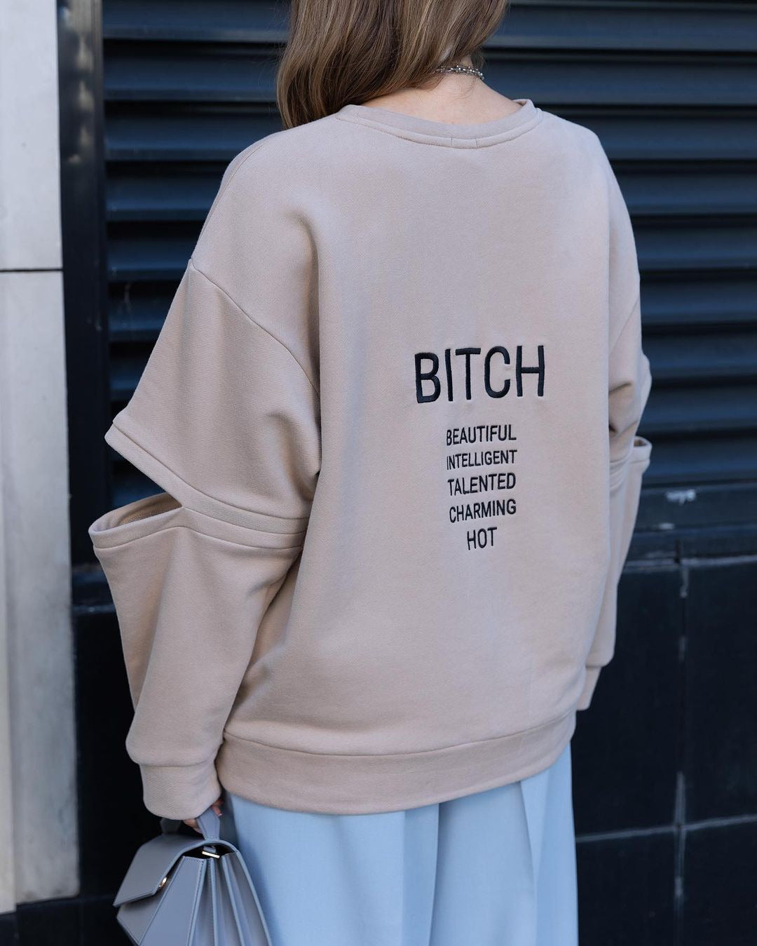 Rundhalset Løs Sweatshirt med Print til Kvinder