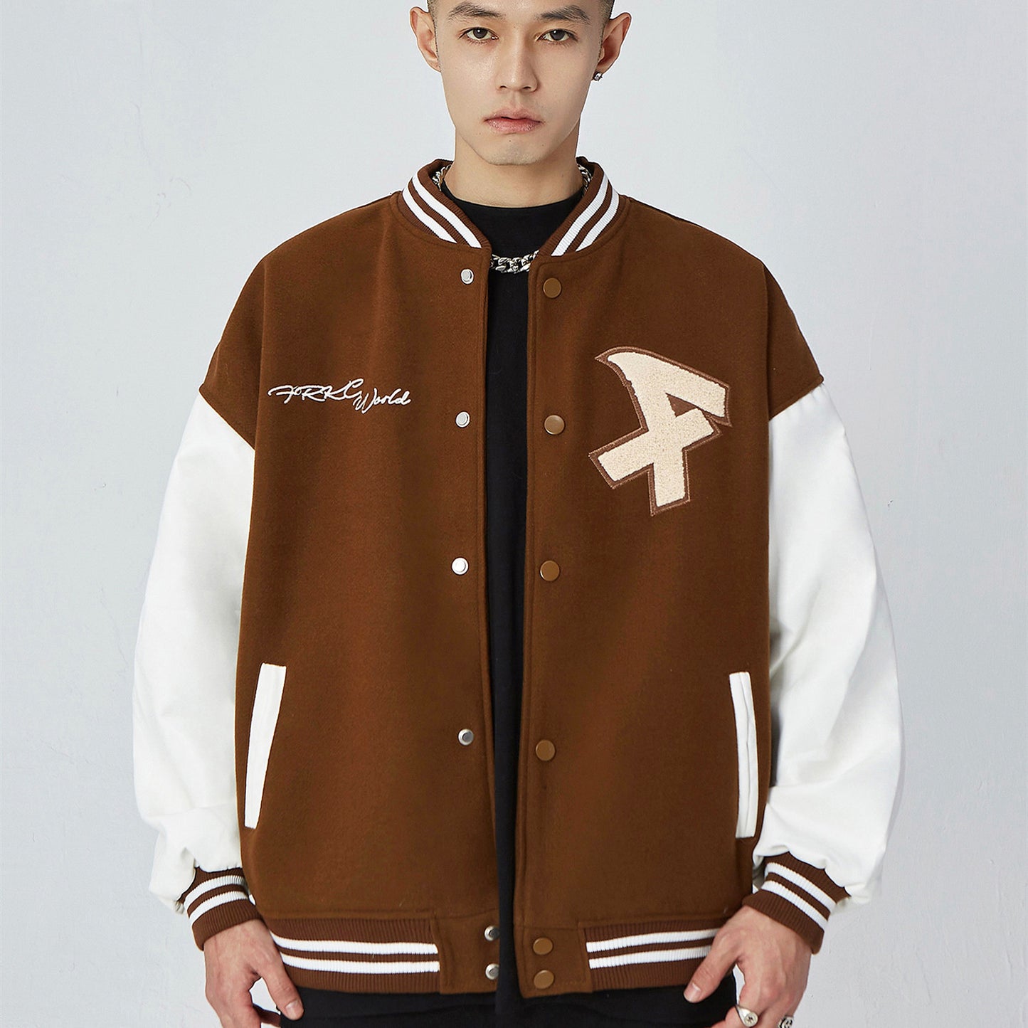 American Retro Alphabet Embroidered Baseball Uniform Coat