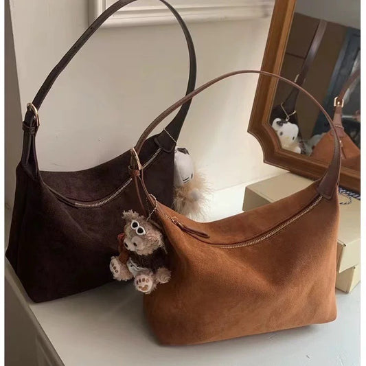 Retro Suede Minimalist Commuter Deer-Skin Faux Suede Crossbody Bag