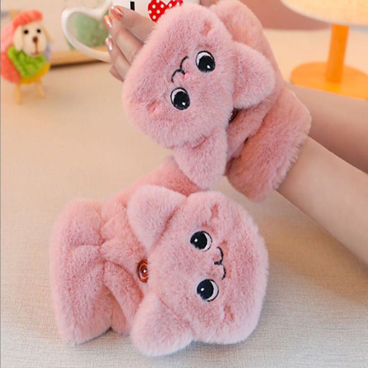 Cute Clamshell Warm And Velvet Padded Gloves
