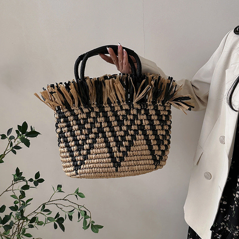 Beach Vacation Women's Woven Bucket Bag Tide