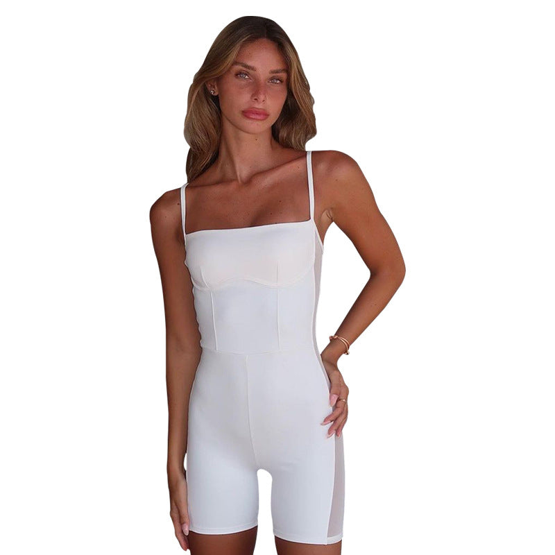 Women's Slim Fit Voile Stitching Jumpsuit