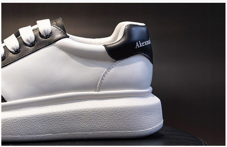 Hong Kong First Layer Leather White Shoes Sports Flat Casual