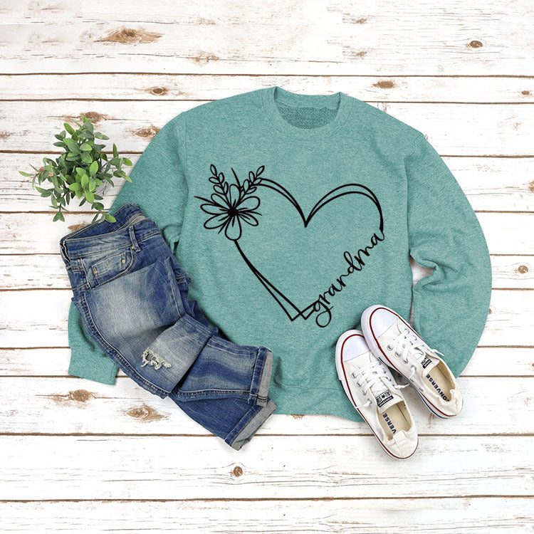 Langærmet Bedstemor-printet Løs Sweater