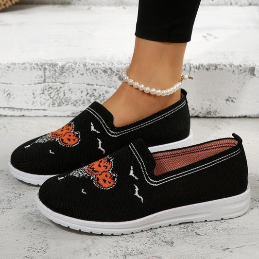 Women's Fashion Casual Fly-kit Mesh Shallow Mouth Round Toe Flat Bottom Shoes