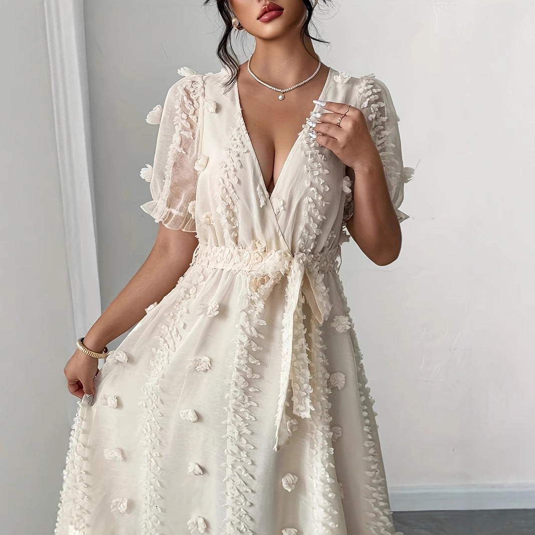 Womens Embroidered Halterneck Backless Split Dress