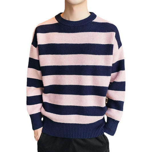 Thick Thread Sweater Men's Knitted Shirt Autumn And Winter Round Neck Fashion Base Sweater