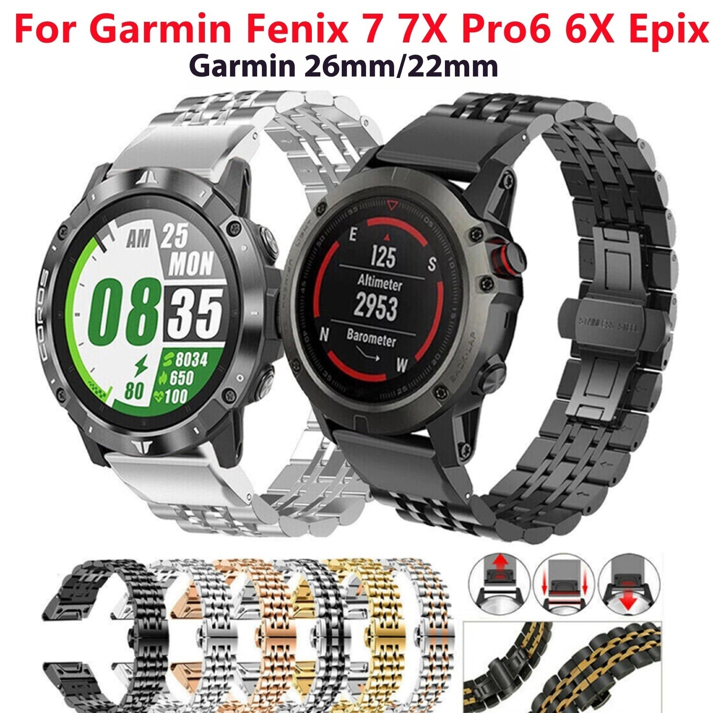 Metal Stainless Steel Strap Smart Watch