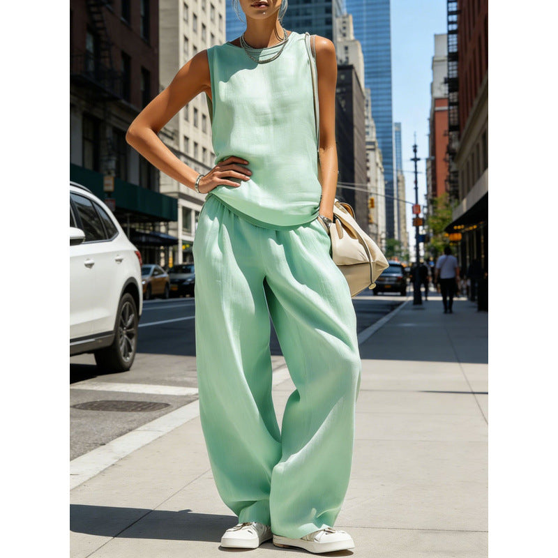 Womens Sleeveless Top And Pants Two-piece Set
