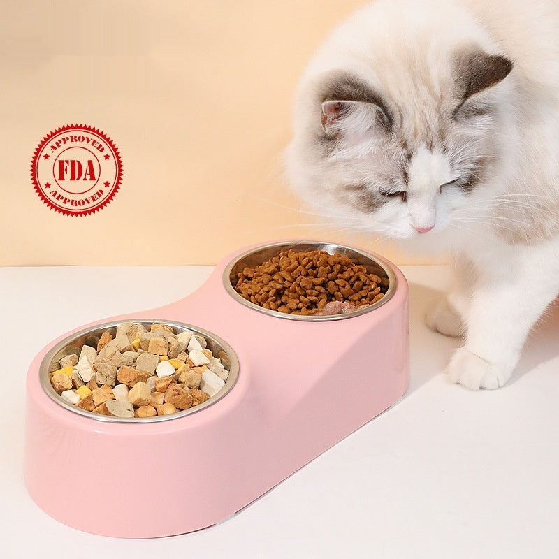 Alloy Solid Color Separation Design Cat Water Bowl