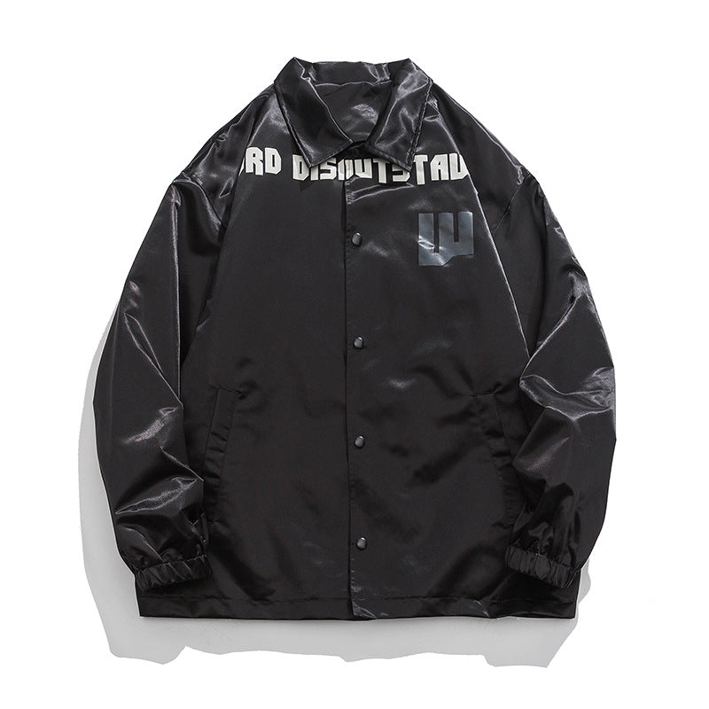 Letter Fashion Brand Lapel Jacket Loose Top Casual Coat