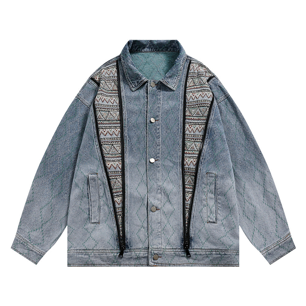 Tie-dye Gradient Denim Coat For Men And Women