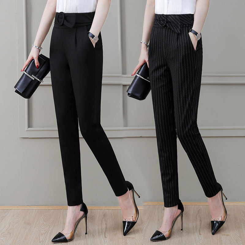 Stretch Thin Striped Professional Harem Pants Fashion All-match Casual Pants