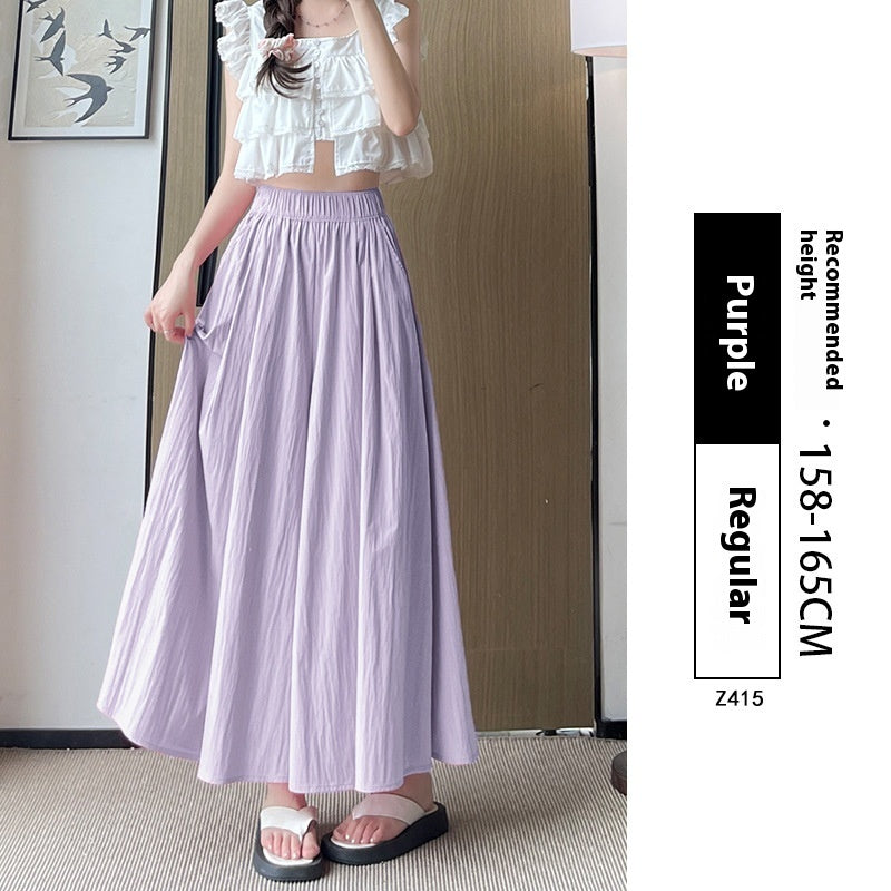 High Waist Slimming A- Line Skirt Casual Small Ice Silk Wide-leg Pants