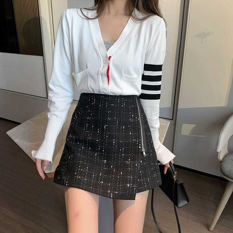 Irregular High Waist A-line Woolen Skirt