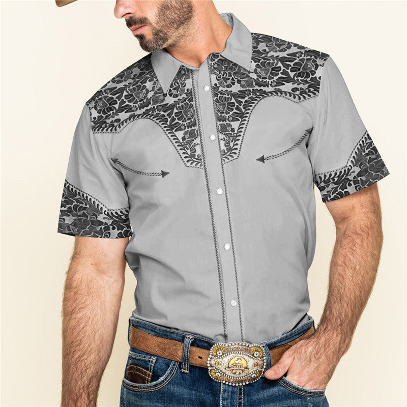 Personalized Printing T-shirt Summer Loose Short Sleeve Lapel Shirt Casual Streetwear Clothing For Men