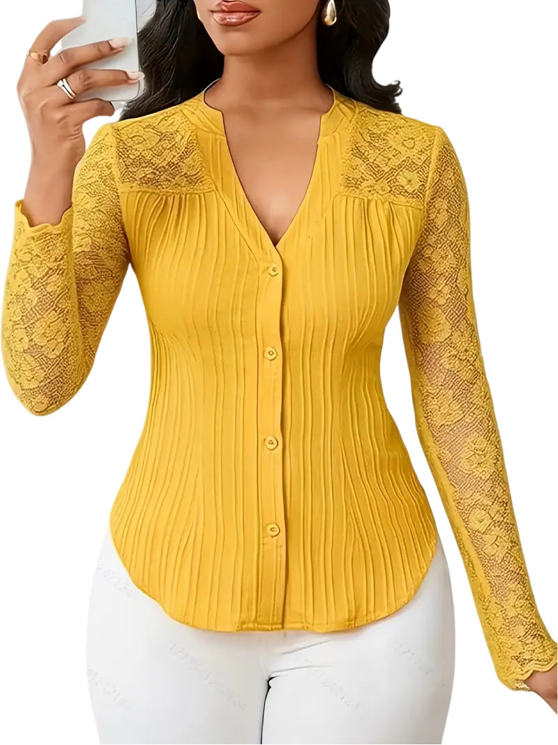 Gennembrudt langærmet V-hals cardigan